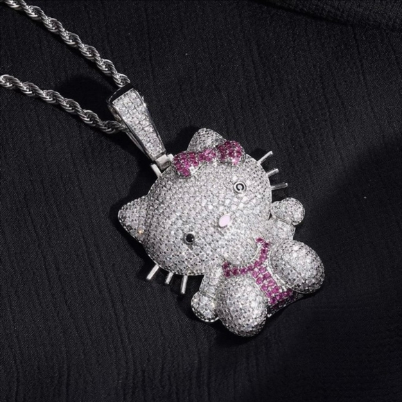 Hello Kitty Rhinestone Necklace with Chain - Picture 2 of 3